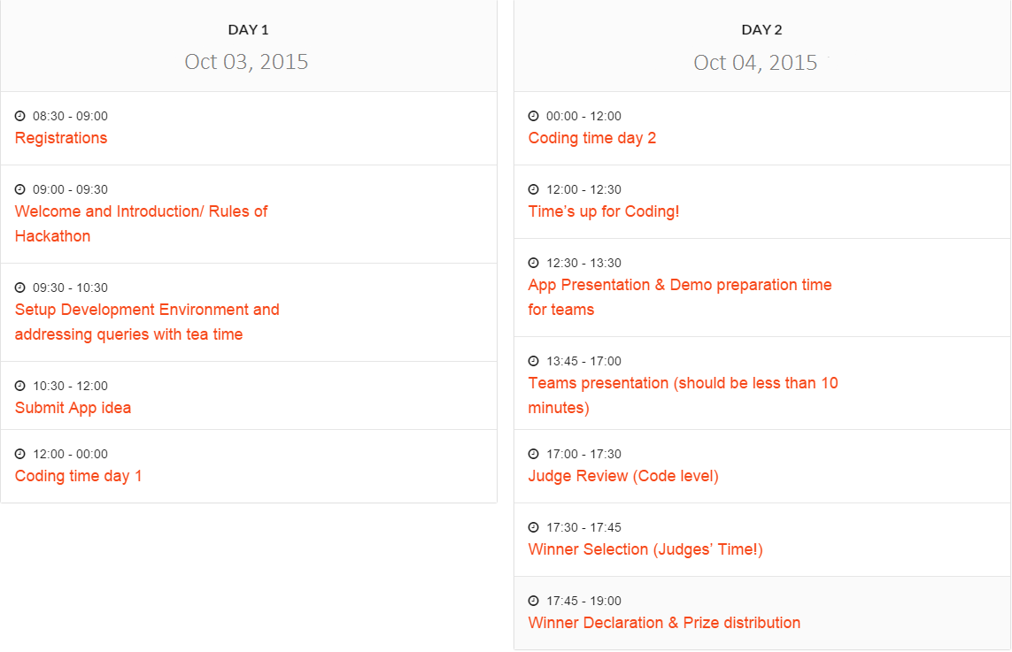 MoMo Ahmedabad Hackathon Schedule (Click to enlarge)