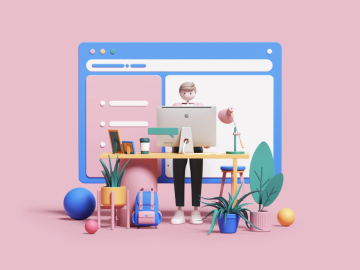 Supporting hero image featuring creative design elements, UI/UX mockups, and visual branding aesthetics for SearchMantra's design services.