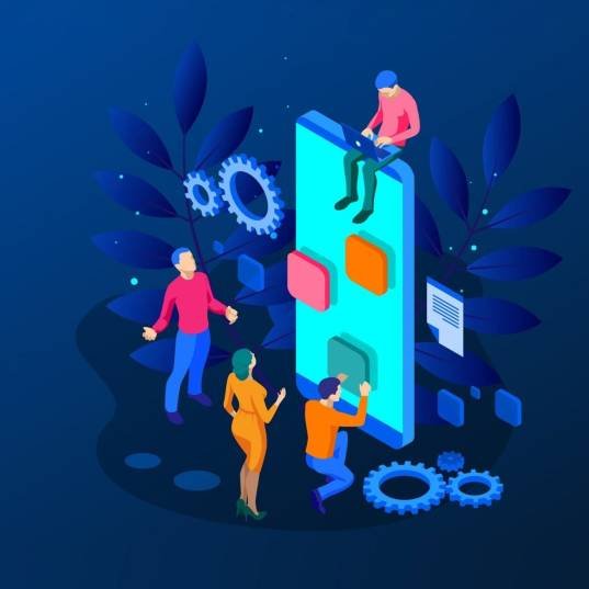 Feature image representing custom mobile application development, UI/UX design, and smartphone solutions offered by SearchMantra.
